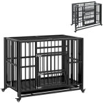 Cage pour chien animaux cage de transport sur roulettes pliable 3 portes verrouillables plateau amovible ... Cage pour chien animaux cage de transport sur roulettes pliable 3 portes verrouillables plateau amovible ...