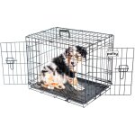 Cage pour chien fortressoos, caisse de transport pour chien et chiot 60x43x49cm, pliable, 2 portes, plateau ...