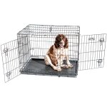 Cage pour chien fortressool, caisse de transport pour chien moyen 90x60x67cm, pliable, 2 portes, plateau ...
