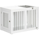 Cage pour chien en m�tal avec portes et fonction de transport, blanc