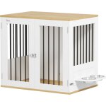 Cage pour chiens - pawhut - avec gamelles amovibles et rotatives � 360� 2 portes - pour chien taille ...