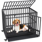 Cage pour chien robuste 119x81x99 cm cage de transport en metal pour chiens en anxiete de taille moyenne ...