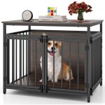 Cage pour chien de style meuble r�sistante aux morsures pour int�rieur bois avec trois portes grande ...