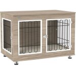 Pawhut - cage pour chien sur pied - 2 portes verrouillables, coussin dhoussable inclus - acier filaire ...