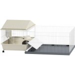 Pawhut - cage cochon d'inde rongeur parc amovible tapis impermable balcon bol rampe 4 roulettes acier ...
