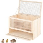 Cage hamster en bois, cage pour hamster, toit rabattable en treillis, 5 plateformes, rampe, panneau en ...