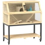 Cage pour hamster nain en bois 87x43x101cm avec roue bac rangement bouteille d'eau cabane et balanoires ...