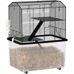 Cage hamster - pawhut - 3 �tages - avec roulettes, plate - forme et �chelle - en fil d'acier - 57 x 43 ...