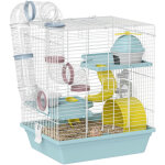 Cage hamster - pawhut - 3 niveaux - avec roue d'exercice, tunnel de jeu, gamelle, cabane, �chelle - 34, ...