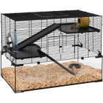 Cage hamster - pawhut - 3 niveaux - roue rampes maisonnette abreuvoir mangeoire - 76, 5l x 48, 5l x 54, ...