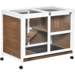 Cage � lapin clapier sur roulettes petit enclos animaux en bois massif 2 �tages toit ouvrant 91, 5 x ...