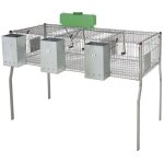 Cage  lapins galvanise  fourrage central de 3 dpartements, plancher mtalique, 157x63x98 cm