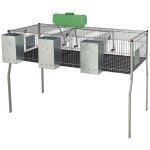 Suinga - cage  lapins galvanise  fourrage central de 3 dpartements, plancher de plastique, 157x63x98 ...