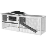 Cage � lapin - pawhut - 2 �tages et tiroir d�jection - enclos ext�rieur amovible toit ouvrant - bois ...