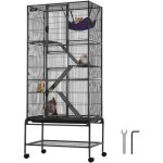 Cage en metal sur roulettes de 69 pouces, habitat spacieux a 4 niveaux pour petits animaux de compagnie, ... Cage en metal sur roulettes de 69 pouces, habitat spacieux a 4 niveaux pour petits animaux de compagnie, ...