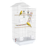Cage � oiseaux - pawhut - 4 mangeoires 3 perchoirs - 46 x 36 x 100 cm - pour perruche calopsitte conure ...
