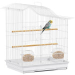 Cage � oiseau - pawhut - 4 portes, 2 perchoirs, plateau coulissant - pour ins�parables, perruches, pinsons ...