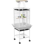 Cage oiseaux - pawhut - roulette - support, plateau coulissant, perchoir en bois - acier - 62, 5x62, ...