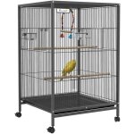 Cage oiseau sur pied cage sur roulettes avec balan�oire, perchoirs et plateau coulissant 48 x 46 x 74 ...