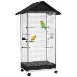 Cage oiseau sur pied voli�re oiseaux int�rieure sur roulettes 2 mangeoires 8 perchoirs 79 x 65 x 155 ...