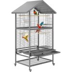 Cage oiseaux avec toit 80x60x167cm avec bac  sable - roulettes - volire perruche - jouets - canaris ...