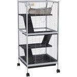 Cage pour petits animaux portable avec 2 portes hamac métal pp 52 x 52 x 113, 5 cm blanc Cage pour petits animaux portable avec 2 portes hamac métal pp 52 x 52 x 113, 5 cm blanc