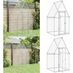 Cage pour poules argent� 100x100x190 cm acier galvanis� - poulailler - abri pour animaux - cage pour ...