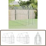 Cage pour poules argenté 400x100x190 cm acier galvanisé - poulailler - abri pour animaux - cage pour ... Cage pour poules argenté 400x100x190 cm acier galvanisé - poulailler - abri pour animaux - cage pour ...
