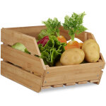 Caisse en bois cagette bambou bote de rangement empilable universelle hxlxp: 20, 5 x 27 x 38 cm, nature ...