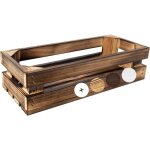 Caisse de rangement vintage en bois flamm 34 x 14 x 9 cm