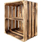 Caisse de rangement en bois avec �tag�re - flamm� 50 x 40 x 30 cm