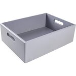 Caisse bois rangement avec poign�es gris 40 x 30 x 13 cm