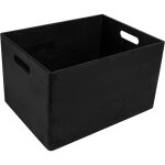 Caisse bois rangement avec poign�es noir 39 x 29 x 23 cm