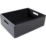 Caisse bois rangement avec poign�es noir 40 x 30 x 13 cm