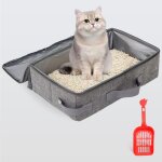 Caisse chat litiere et portable avec couvercle, poubelle litiere chat avec une pelle poign�e, bac � liti�re ...