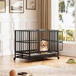 Caisse pour chien robuste, grande cage pour chien en métal de 42, 5 pouces avec 2 portes et 4 roues, ... Caisse pour chien robuste, grande cage pour chien en métal de 42, 5 pouces avec 2 portes et 4 roues, ...
