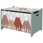 Caisse, malle et coffre de rangement - coffre � jouets avec couvercle rabattable - motif mignon vert