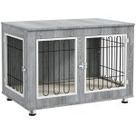 Caisse, sac et cage transport chat chien - cage maison coussin 2 verrous taille m gris 90x58x65 cm