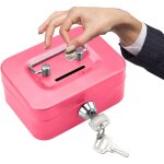 Caisse verrouillable et tirelire pour monnaie, petite bo�te s�curis�e avec cl�, caisse � monnaie en acier ...