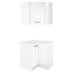 Caissons d'angle de cuisine - 1 meuble bas & 1 meuble haut - 2 portes - blanc brillant - trattoria
