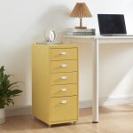 [en. casa] - caisson de bureau kkar  roulettes avec 5 tiroirs 69 x 28 x 41 cm jaune