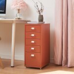 Caisson de bureau kkar  roulettes avec 5 tiroirs 69 x 28 x 41 cm rouge brique [en. casa]