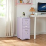Caisson de bureau k�kar � roulettes avec 5 tiroirs 69 x 28 x 41 cm violet [en. casa]