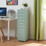 Caisson de bureau kkar  roulettes avec 8 tiroirs 109 x 28 x 41 cm vert menthe [en. casa]