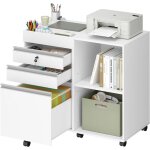 Caisson de bureau, meuble casier sur roulettes, avec 3 tiroirs