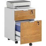 Caisson de bureau, meuble de rangement 2 tiroirs 2 barres pour dossier suspendu, verrouillable avec 2 ...