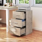 Caisson de bureau meuble de rangement avec 3 tiroirs pour documents lettre dossiers et documents gris ...