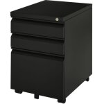 Caisson de bureau mobile noir avec 3 tiroirs verrouillables et roulettes 39x48x60 cm