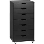 Caisson bureau - rangement bureau 7 tiroirs - dim. 47, 5l x 39, 5l x 90h cm - noir