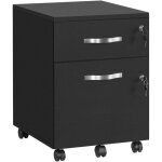 Caisson de bureau caisson de rangement classeur armoires basses 2 tiroirs pour dossiers suspendus noir ...